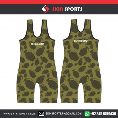 3D GARNET BLAST  WRESTLING SINGLETS